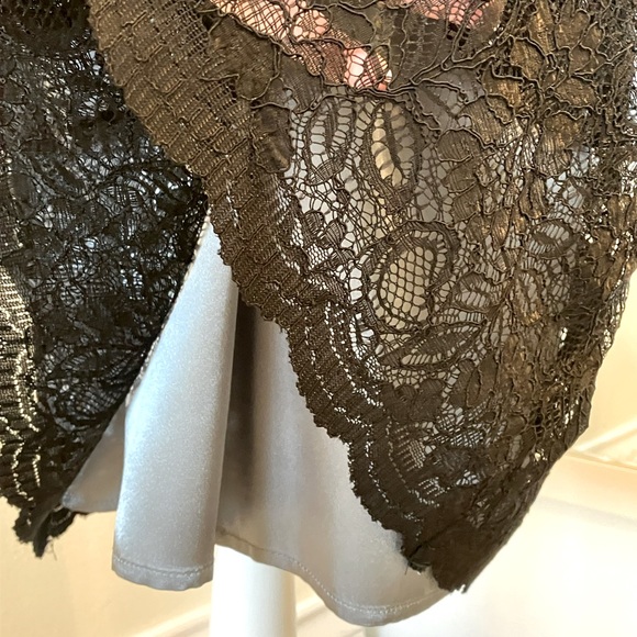 Black lace over silver gray sleeveless party dress, Pea in a Pod size Large - Picture 6 of 15